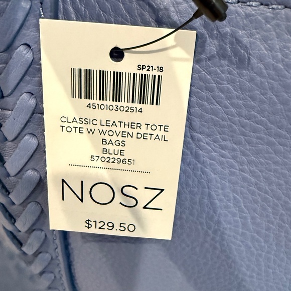 Chico’s Classic Blue Leather Tote with Woven Detail NWT - Picture 3 of 8